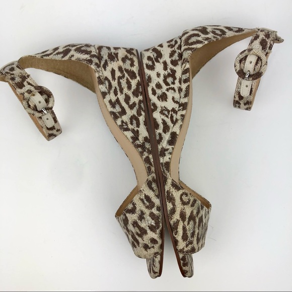 J. Crew Leopard Print Metallic Laila Low Wedge Ankle Strap Sandals 6.5 - Picture 4 of 12